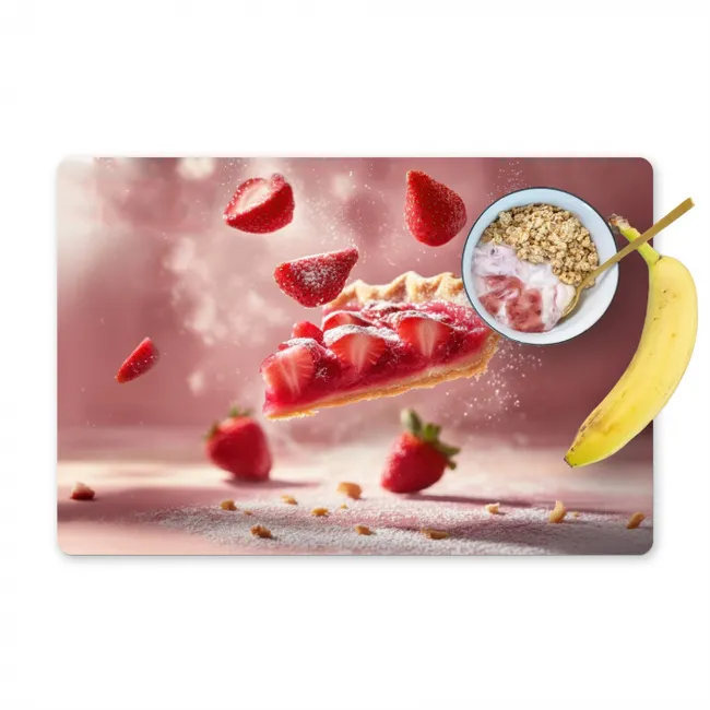 Aardbei - Taart- Eten - Roze Placemat vinyl groot -zzzproduct_Kitchenyeah-website