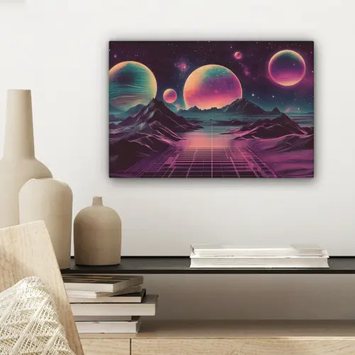 Landschap - Planeten - Horizon - Paars canvas 2cm klein -sfeer6