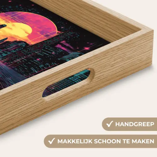 Stad - Gebouwen - Zon - Geel Dienblad Rechthoek middel -USP_HandgreepNL