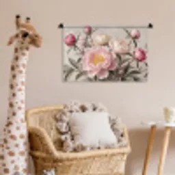 Pioenrozen - Boeket - Roze Wandkleed katoen klein -wsfeer5_kind