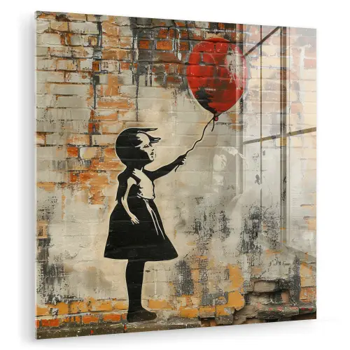 Graffiti - Banksy - Meisje - Street art plexiglas 5mm klein -zzzproduct_nieuw