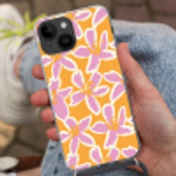 Bloemen - Patroon - Roze  - Oranje Crossbody Case iPhone 14 middel -sfeer3