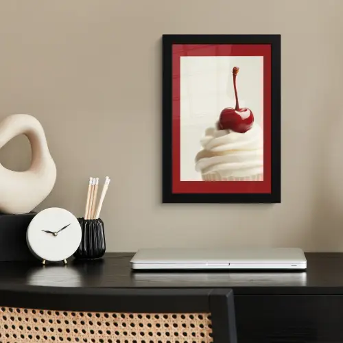 Cupcake - Kers - Rood fotolijst zwart zonder passe partout klein -sfeer1