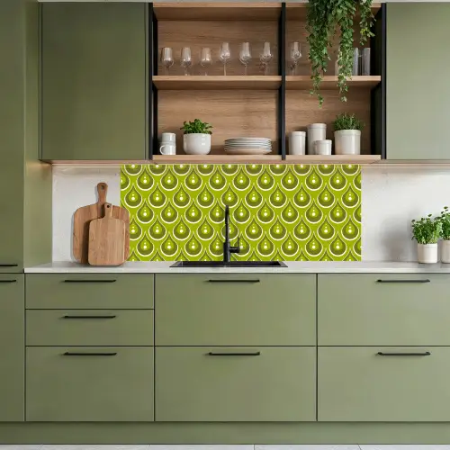Patronen - Retro - Regen - Druppel - Groen keuken achterwand 2 middel 871 -sfeer3