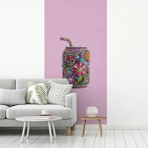 Frisdrankblikje - Bloemenpatroon - Edelstenen - Kleurrijk fotobehang vinyl groot -woonkamer