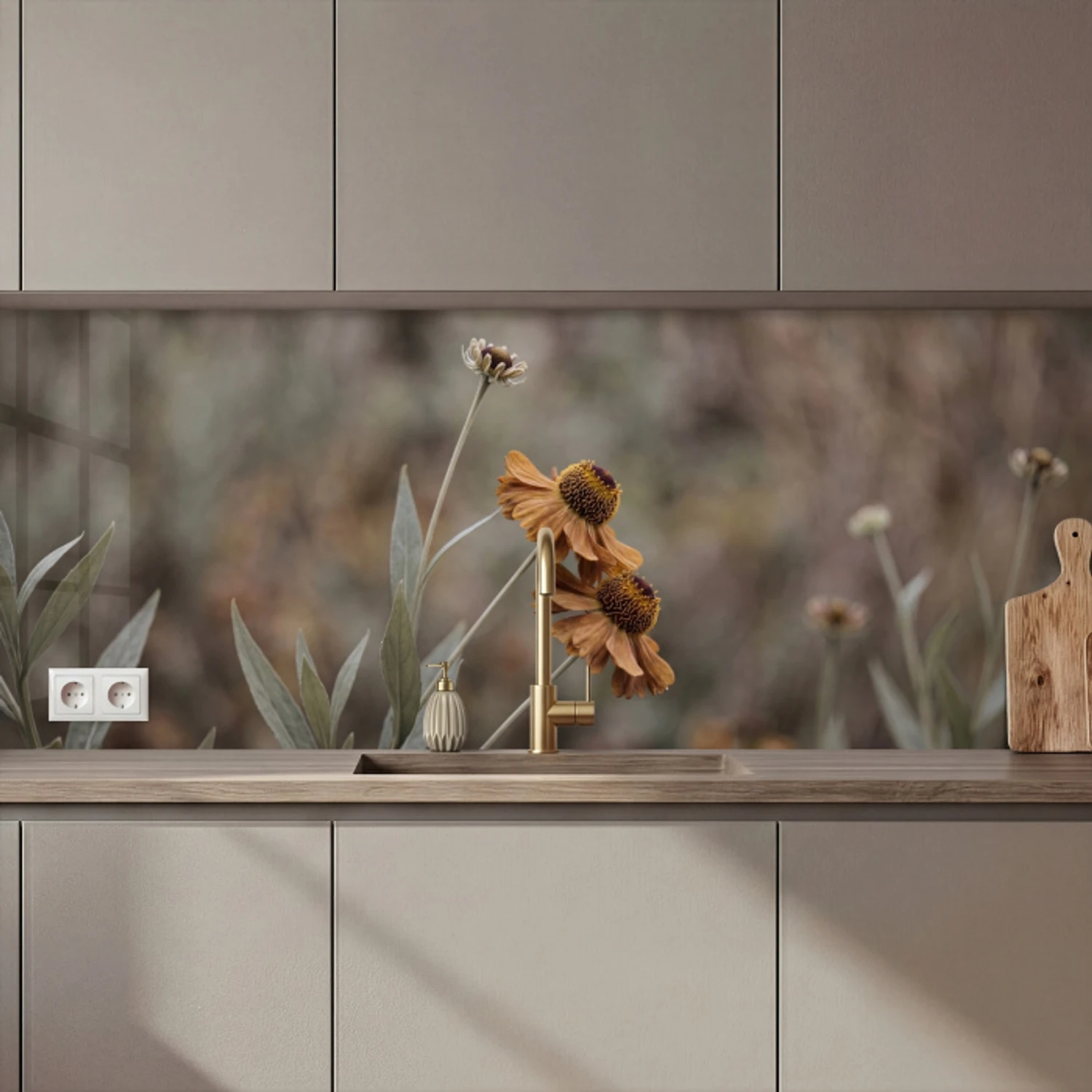 Zonnehoed - Droogbloemen - Geel - Warm keuken achterwand 2 middel zz_3dshopping