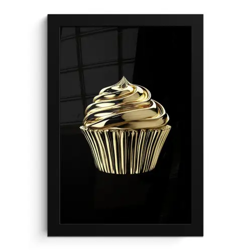 Cupcake - Eten - Goud - Zwart fotolijst zwart zonder passe partout klein -3d