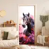 Paard - Dieren - Meisje - Roze deurposter klein -sfeer2