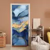 Marmer - Blauw - Goud - Abstract deurposter klein -sfeer1