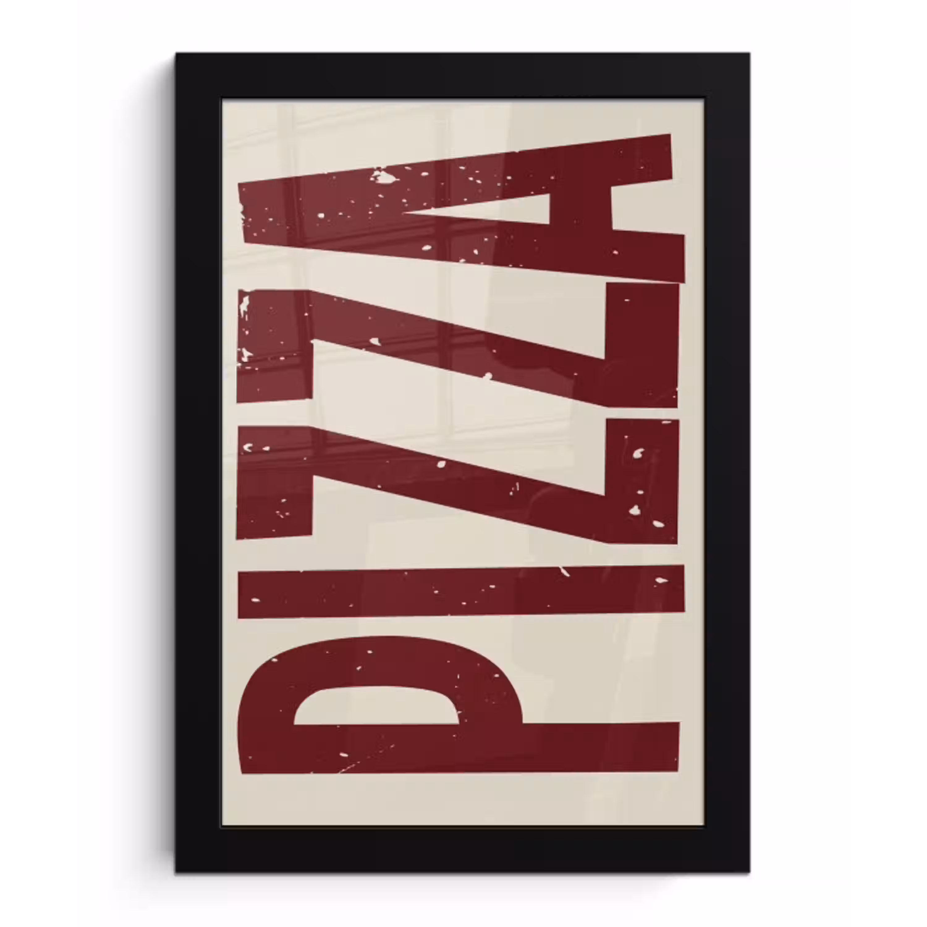 Pizza - Vintage - Decoratie - Japandi fotolijst zwart zonder passe partout klein -3d