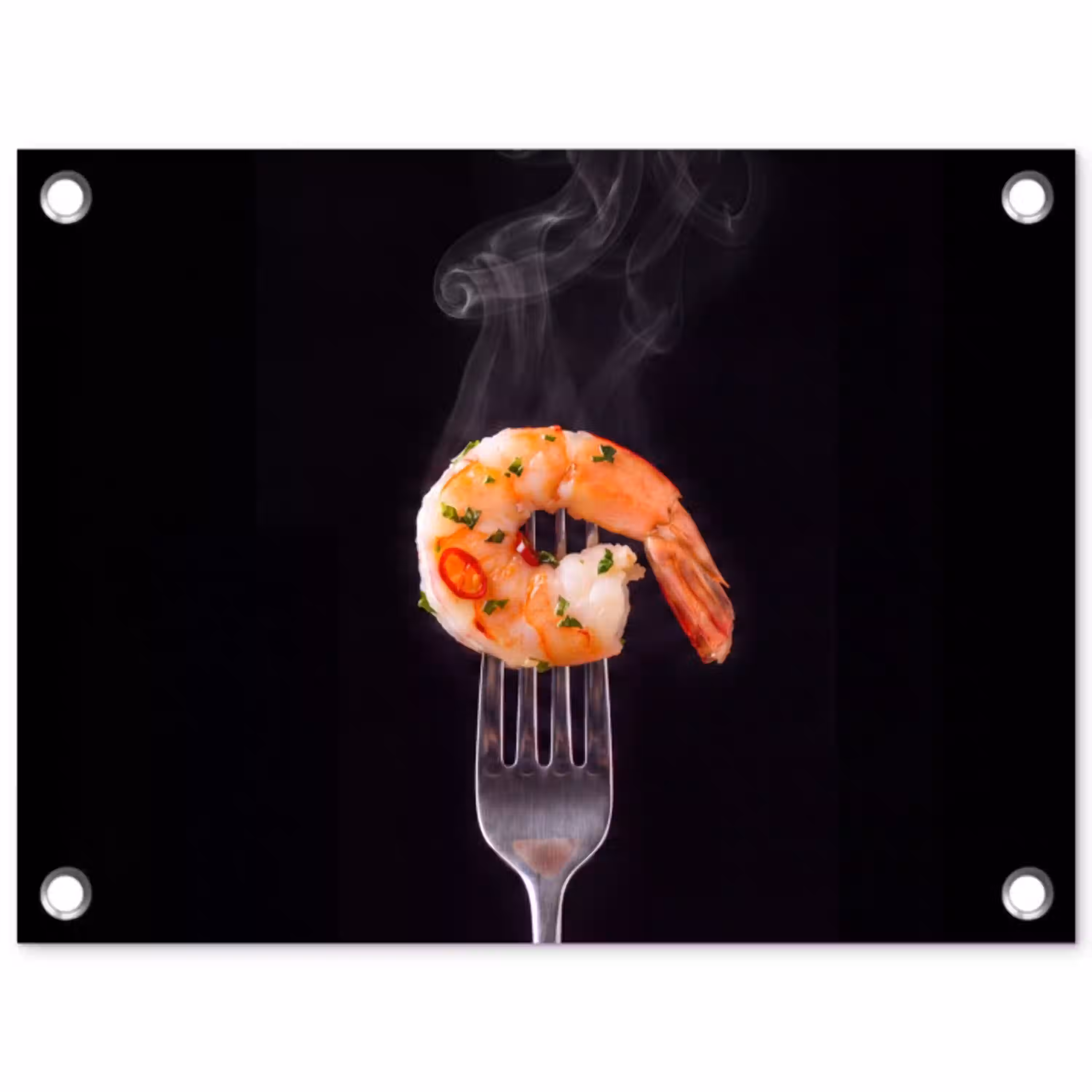 Eten - Garnaal - Vork tuinposter los doek klein -3d