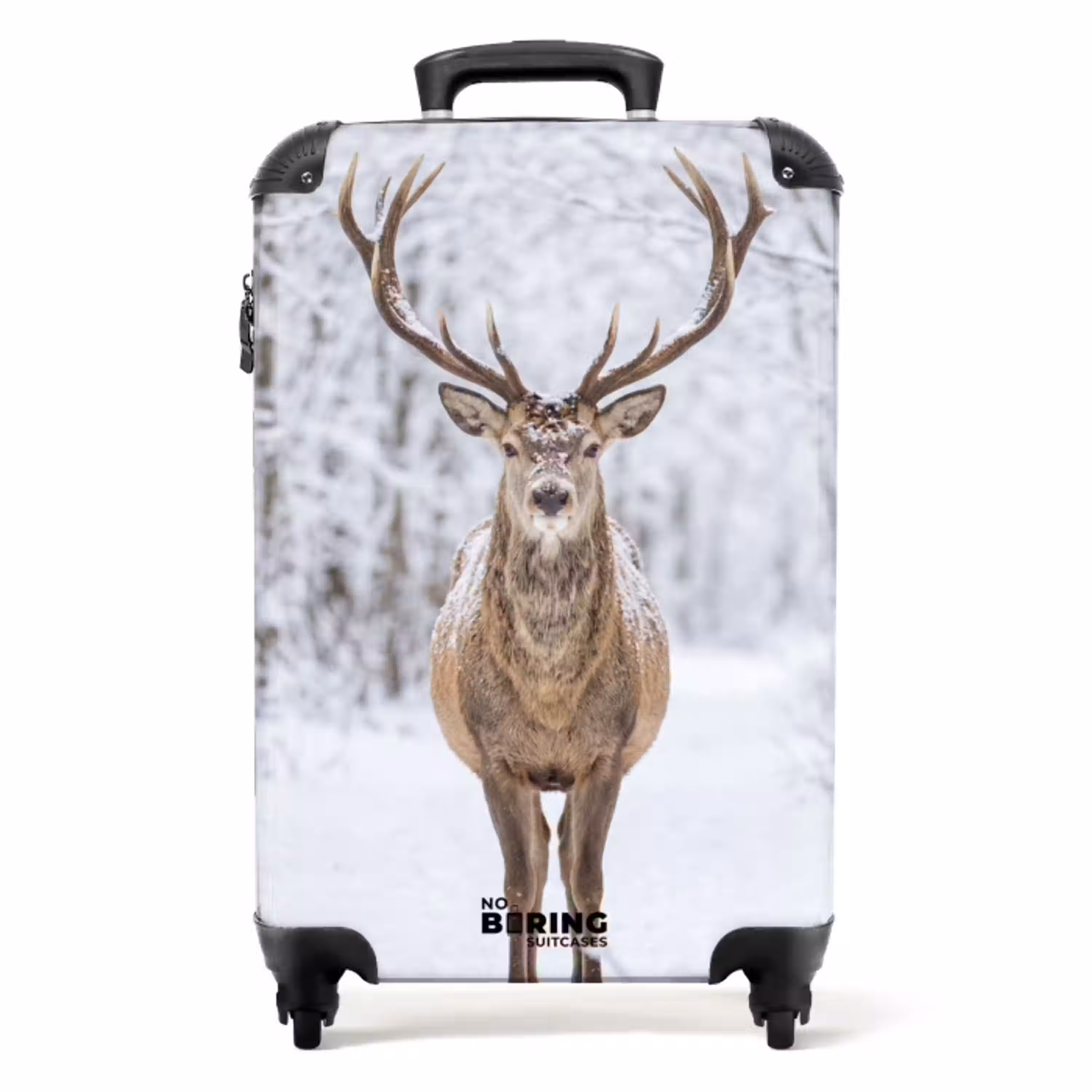 Hert - Winter - Bos - Natuur - Wit NBS - Handbagage koffer - Volwassenen Unisex middel -productfoto_recht