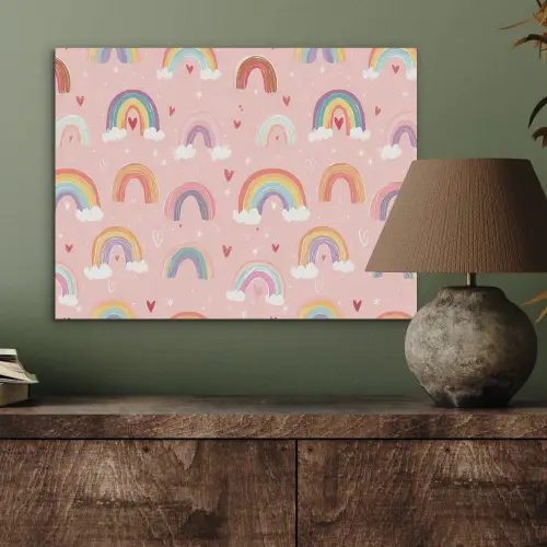 Regenboog - Patroon - Pastel - Handgetekend PET vilt klein -sfeer2