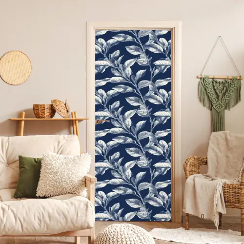 Botanisch - Patroon - Blauw deurposter klein 289 -sfeer2