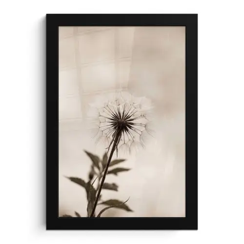 Paardenbloem - Minimalistisch - Wit fotolijst zwart zonder passe partout klein -3d