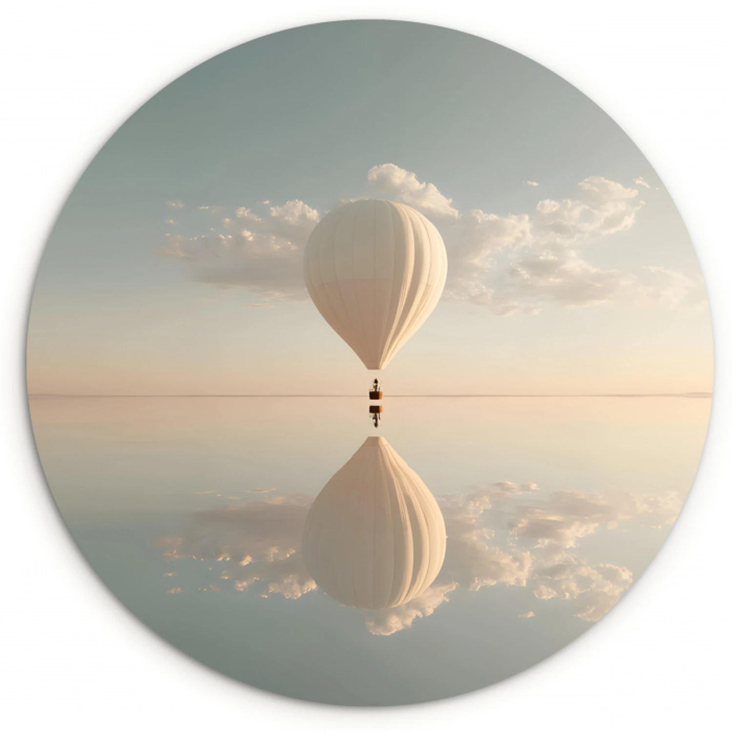 Luchtballon - Wolken - Water - Blauw Wandcirkel kunststof plaat 5mm dik klein -3d