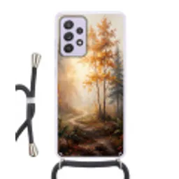 Bospad - Herfstbladeren - Natuur - Schilderachtig - Oranje Hoesje Samsung Galaxy A52 5G met koord klein -3d
