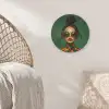 Vrouw - Groen - Modern - Bril - Abstract Akoestische PET Vilt - Rond klein -sfeer4