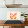 Oranje - Vlinder - Minimalistisch keuken achterwand spatscherm klein -sfeer2