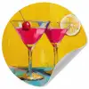 Glazen - Cocktail - Citroen - Kers Wandcirkel behangsticker klein -3d
