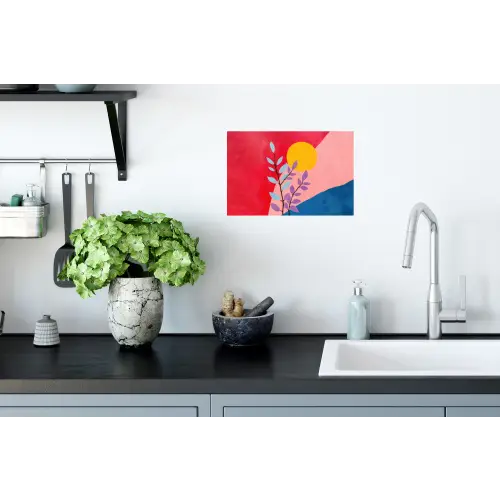 Bladeren - Zon - Abstracte vormen Muursticker klein -keuken