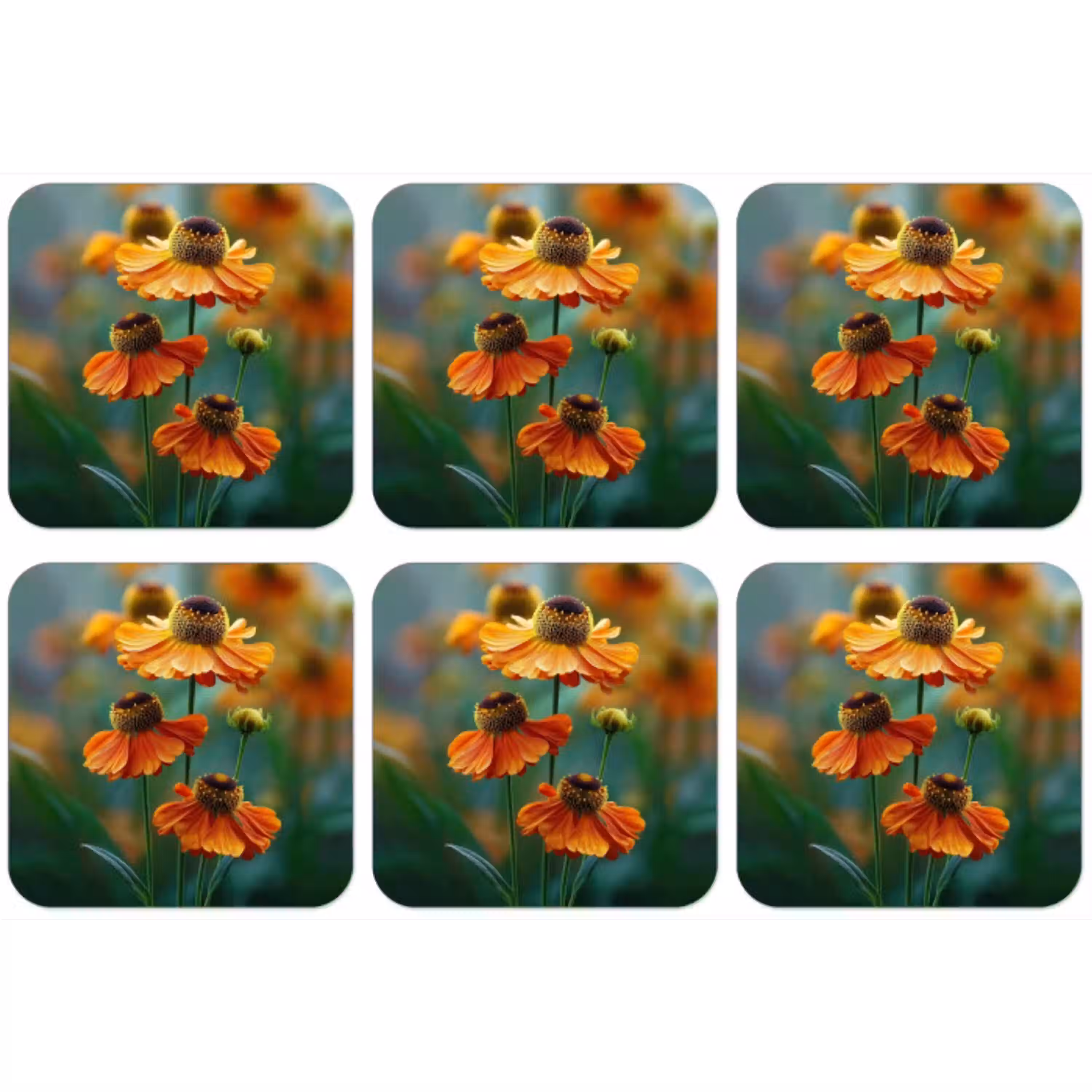 Oranje bloemen - Levendig - Wazige achtergrond onderzetter kurk middel -zkaufland3dotto