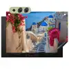 Santorini - Bloemen - Griekenland Inductie beschemer met haakjes klein -3d