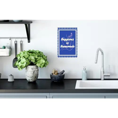 Lijntekening - Vrouw - Quote - Blauw Muursticker klein -keuken