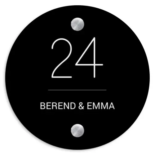 Zwart vlak - Klassiek Naambord Rond klein -3d