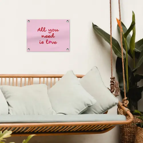 Tekst - Roze - Love - Hart tuinposter los doek klein -sfeer7