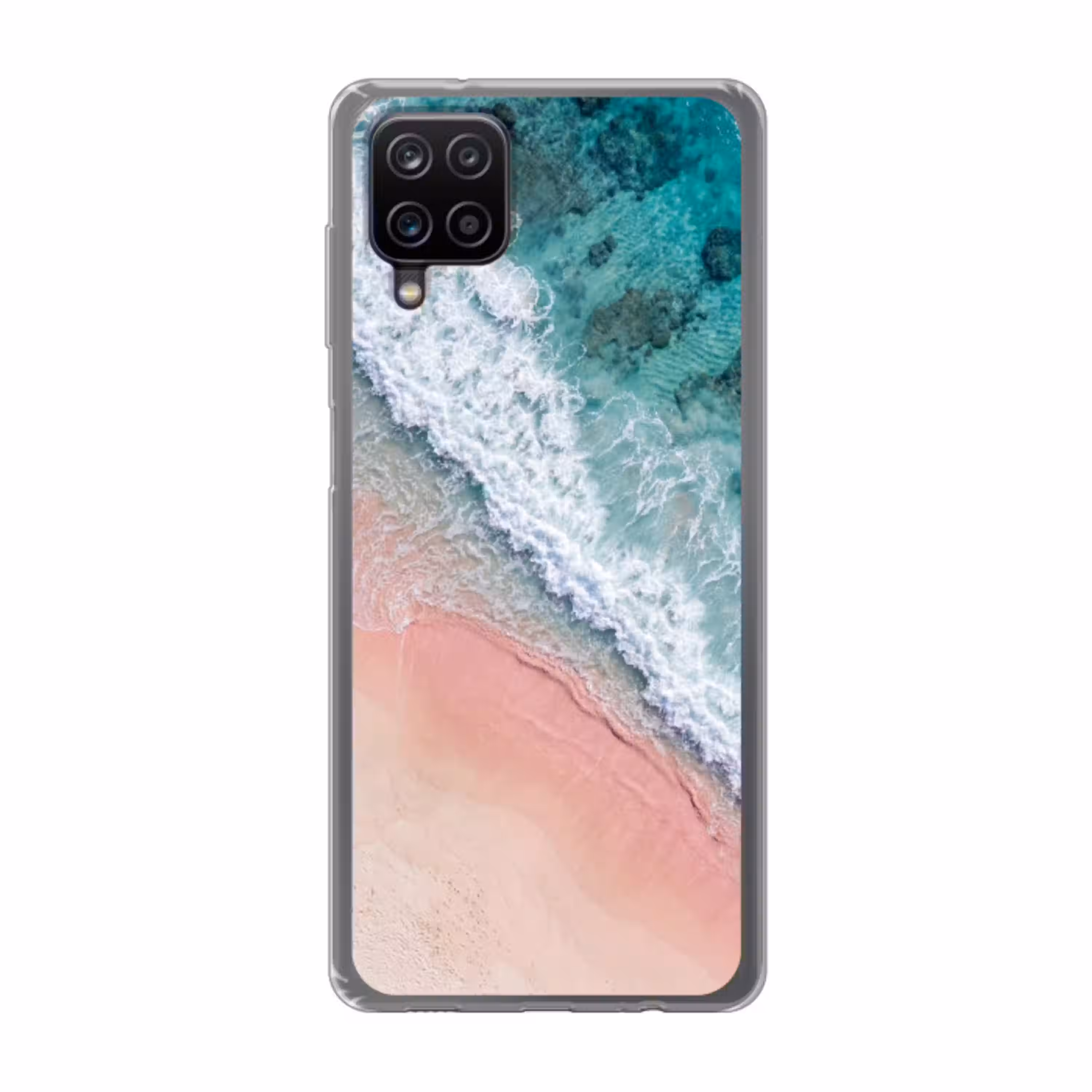 Strand - Oceaan - Golven - Roze Zand - Natuur Telefoonhoesje Samsung Galaxy A12 klein -3d