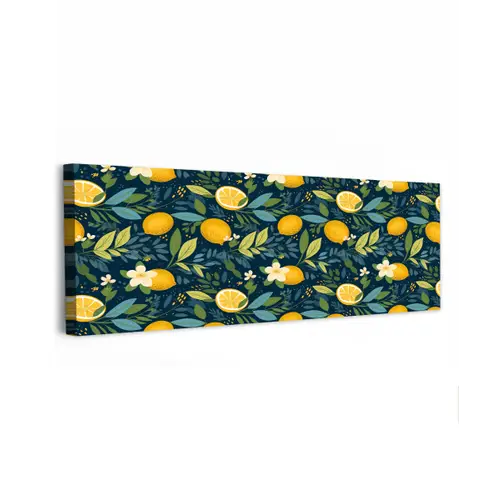 Bloemen - Bladeren - Citroenen - Blauw canvas 2cm klein 828 -z3d