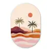 Palmbomen - Abstract - Zon - Heuvels Wandcirkel Ovaal Glas middel -3d