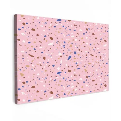 Terrazzo -  Patroon - Kleurrijk - Roze Tuinposter op houten frame 2 cm dik klein 845 -3d