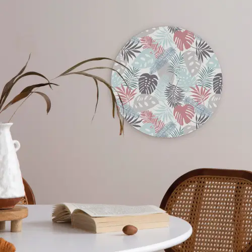 Bladeren - Jungle - Pastel - Tropisch Akoestische PET Vilt - Rond klein -sfeer3