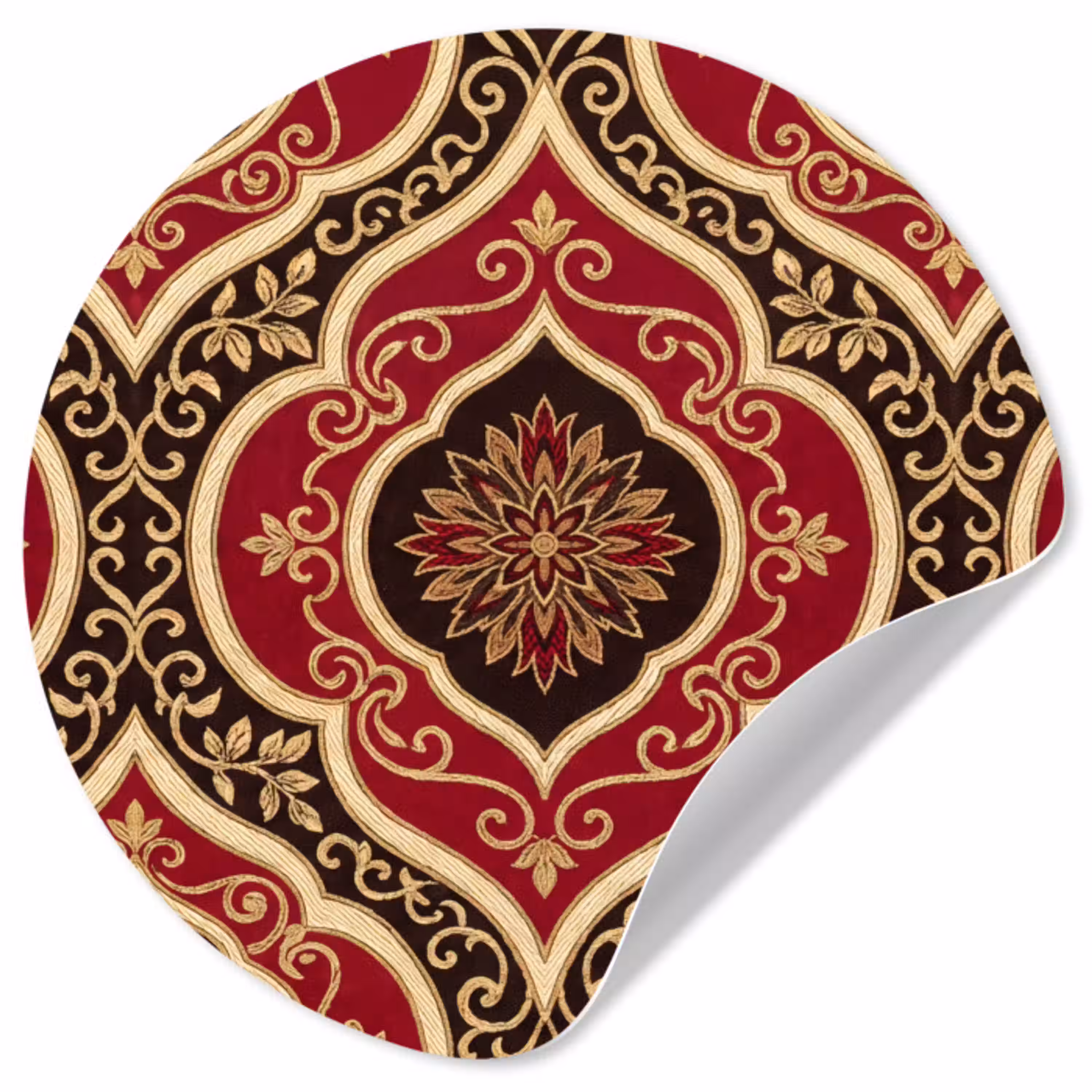 Patroon - Ornament - Barok - Rood - Goud Wandcirkel behangsticker klein -3d