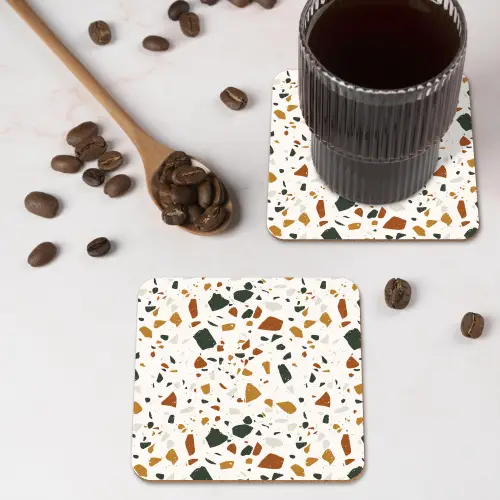 Terrazzo - Patroon - Wit - Terra onderzetter kurk middel 366 -sfeer2