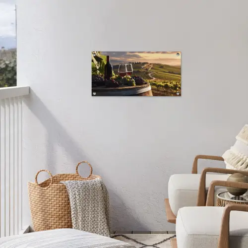 Wijn - Druiven - Heuvels - Landschap tuinposter los doek klein -sfeer8