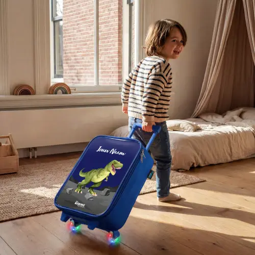 Tjibbe T-Rex Kinderkoffer - Blauw klein -sfeer1