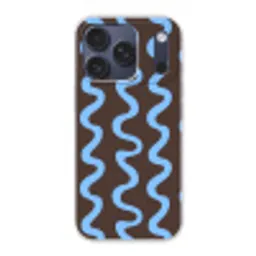 Kronkelende lijnen - Blauw - Bruin - Minimalistisch Telefoonhoesje iPhone 17 Pro klein 878 -3d