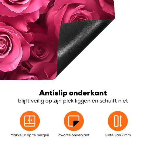 Rozen - Pink - Bloem Inductie beschermer vinyl 3mm klein -zzzzzzz-td-onderkant