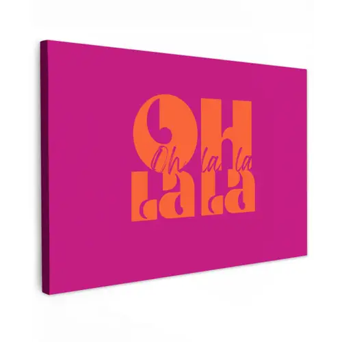 Oh la la - Roze - Oranje - Gestapelde letters canvas 2cm klein -z3d