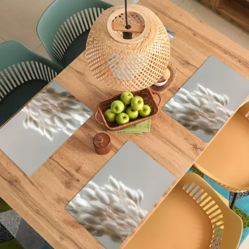 Pluimen - Beige - Minimalistisch Placemat vinyl groot -zzsfeer5_Kitchenyeah-website