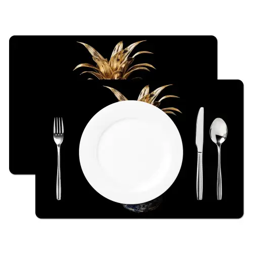 Ananas - Bloemen patroon - Goud - Delftsblauw Placemat vinyl groot -zzsfeer2_Kitchenyeah-website