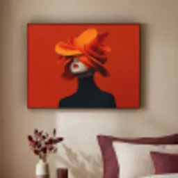 Oranje - Hoed - Vrouw Textielframe - compleet frame klein -sfeer1