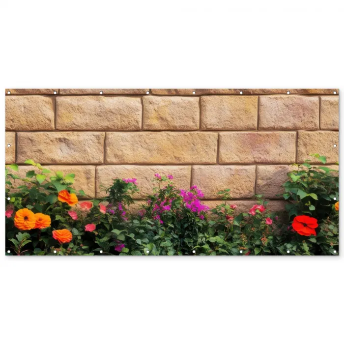 Bloemen - Bakstenen - Kleurrijk Balkonbeschermer Duitsland klein -zz_3d
