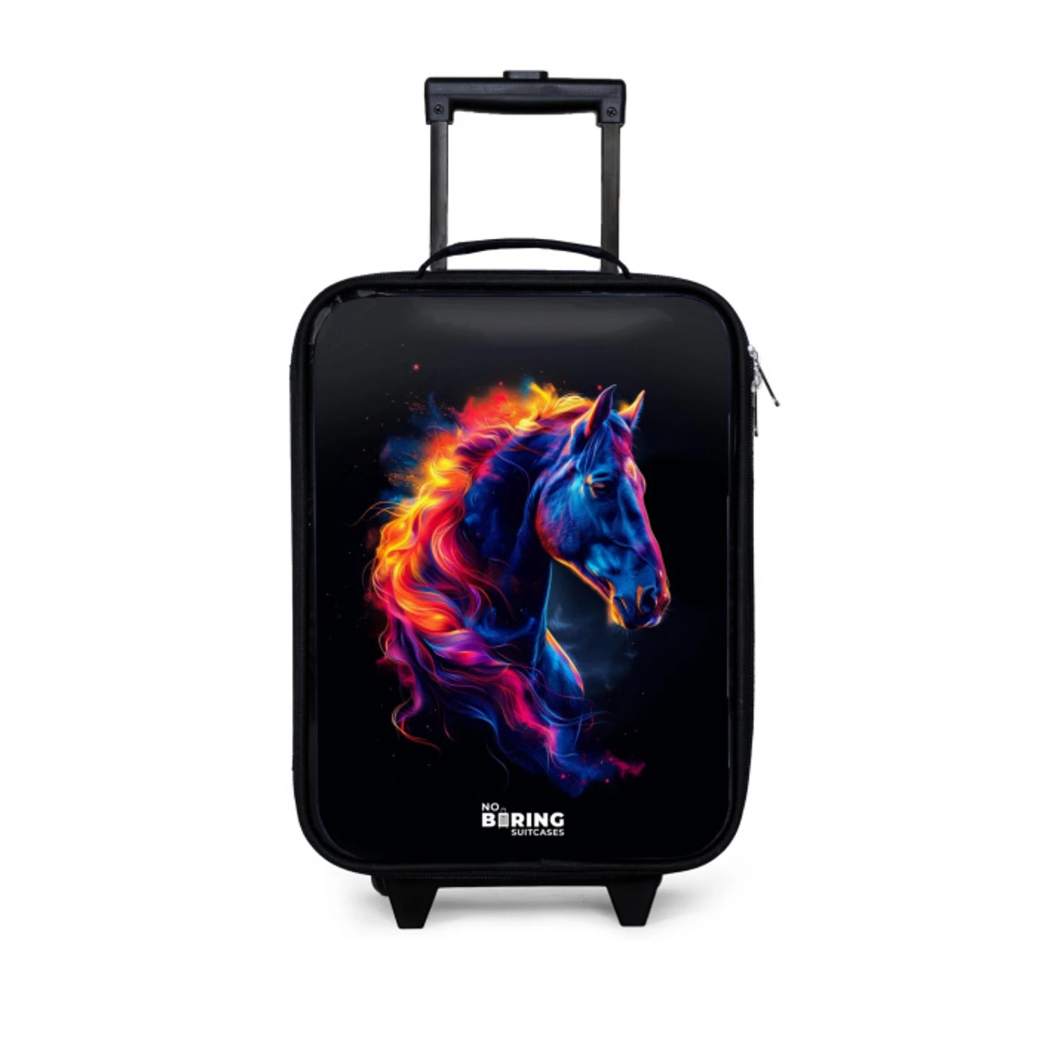 Zijaanzicht van een paard met vurige manen Kinderkoffer - Zwart klein -3d