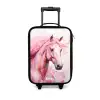 Paard in roze pastelkleuren Kinderkoffer - Zwart klein -3d