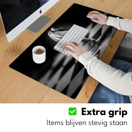 Paard - Hout - Schaalbord - Zwart Muismat XXL klein -sfeer3