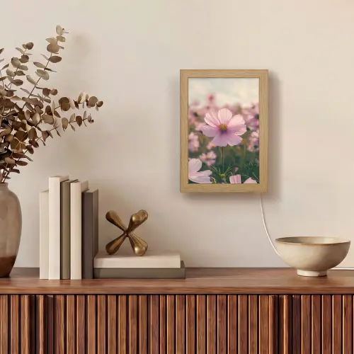 Bloemen - Paars - Wazig Light Box met kabel (Tafellamp) klein -sfeer2